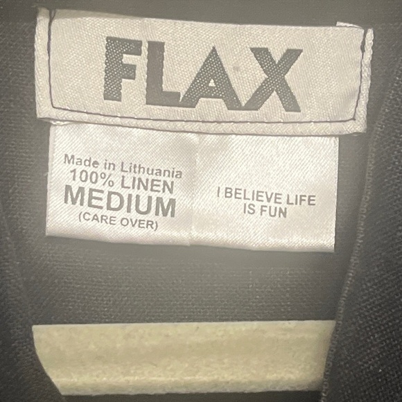 Flax Black Button Up 100% Linen Tunic Long Sleeve Top Blouse Size Medium - Picture 3 of 6